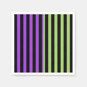 Green Purple & Black Halloween Stripe Party Napkin