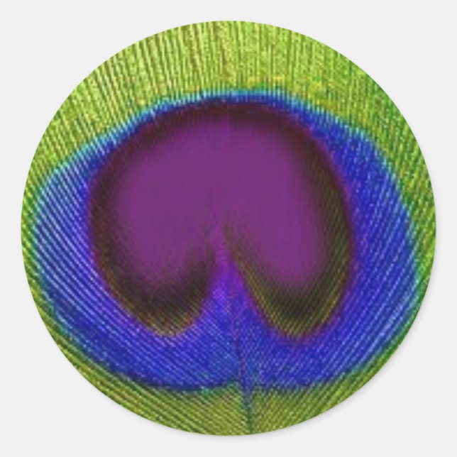 Green Purple Blue Peacock Feather Stickers / Seals (Front)