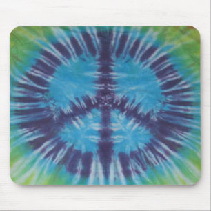 Green Purple Blue Tie Dye Peace Sign Mouse Pad
