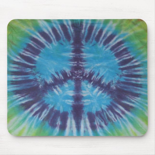Green Purple Blue Tie Dye Peace Sign Mouse Pad (Front)