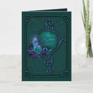 Green & Purple Candlelight Christmas Card