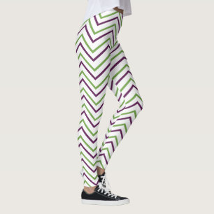 Green Purple Chevron Stripe  Leggings