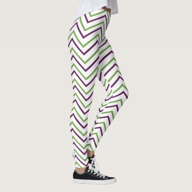 Green Purple Chevron Stripe  Leggings (Right)