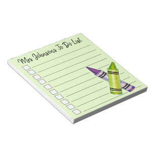Green Purple Crayon School Art Teacher To Do List Notepad