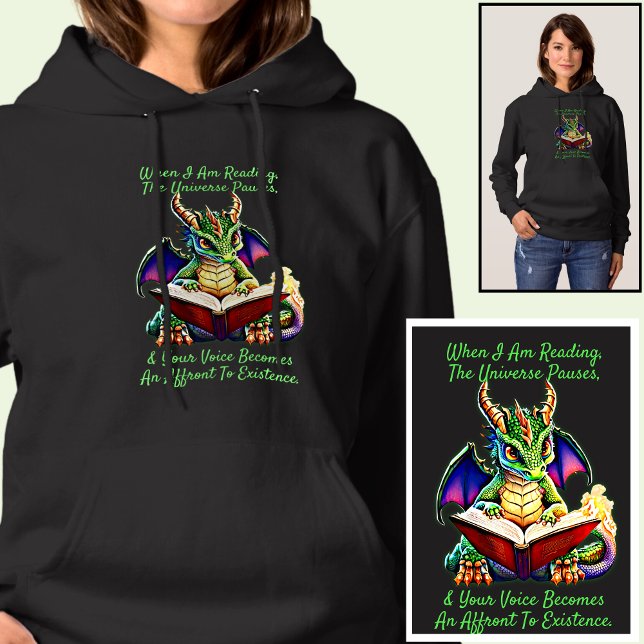 Green Purple Dragon Warning Reading Book Voice     Hoodie (Creator Uploaded)
