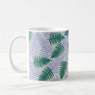 Green Purple Fern Leaves Retro 70s Flower Pattern Coffee Mug