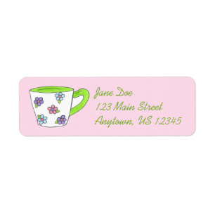 Green Purple Floral Teacup Tea Party Cuppa
