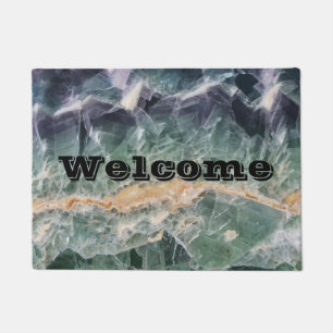 Green & Purple Fluorite Crystal Gemstone Welcome Doormat