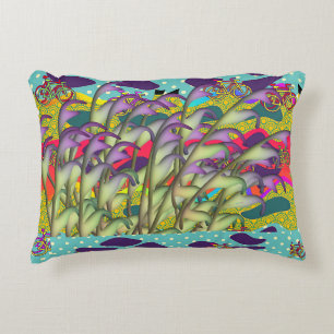 Green Purple Foliage + Bicycles Fun Decorative Cushion