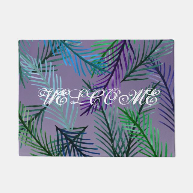 Green & Purple Foliage Door Mat (Front)