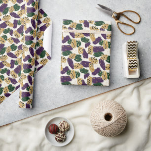 Green Purple Gold Brushstrokes  Pattern  Wrapping Paper