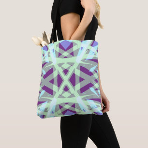 Green Purple Grey Blue Art Deco Vibrant Grocery Tote Bag