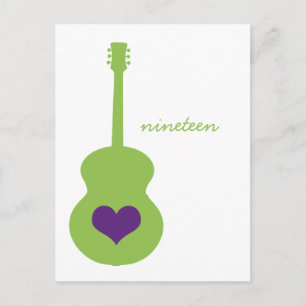 Green/Purple Guitar Heart Table Postcard 3