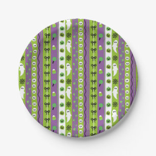 Green Purple Halloween Pattern Paper Plate