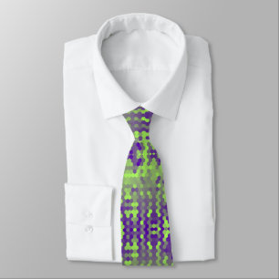 Green purple hexagons pattern tie