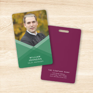 Green Purple Layered Geometric Photo ID Badge