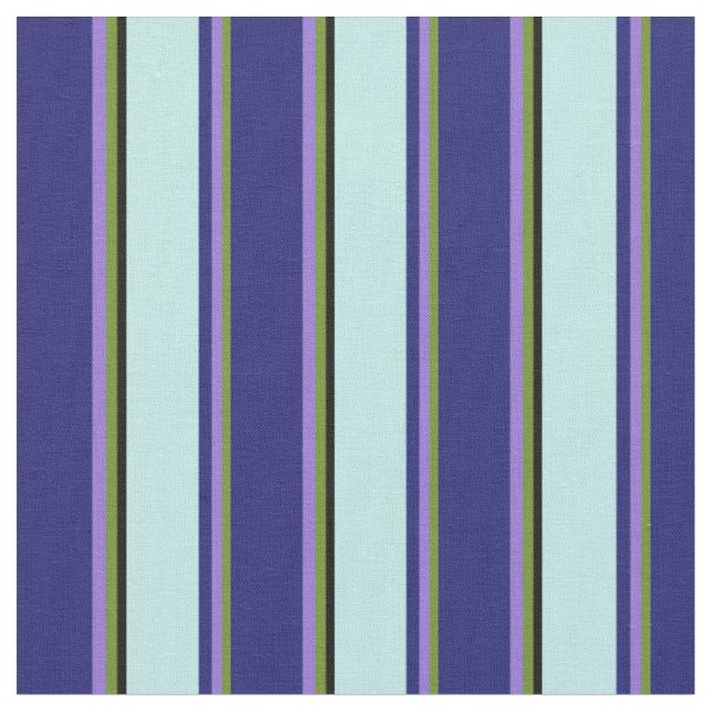 Green, Purple, Midnight Blue, Turquoise & Black Fabric (Close Up)