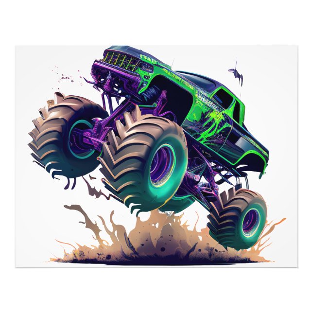 Green & Purple Monster Truck Photo Print (Front)