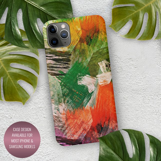 Green Purple Orange Red Brushstrokes Art Pattern iPhone Case (Creator Uploaded)
