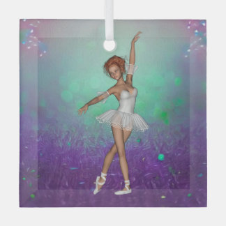 Green & Purple Painted Background & Ballerina Glass Tree Decoration