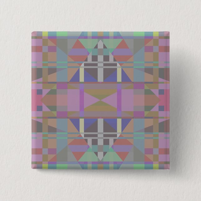 Green Purple Pink Geometric 15 Cm Square Badge (Front)
