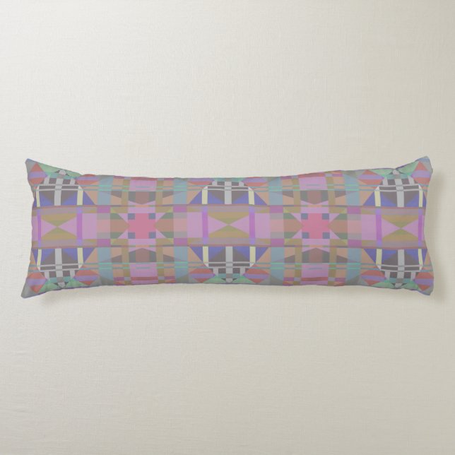 Green Purple Pink Geometric Body Cushion (Front)