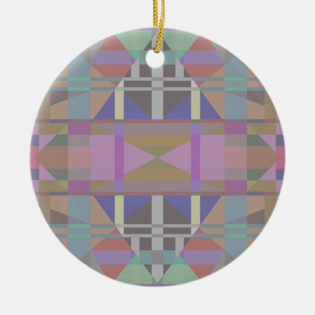 Green Purple Pink Geometric Ceramic Tree Decoration (Front)