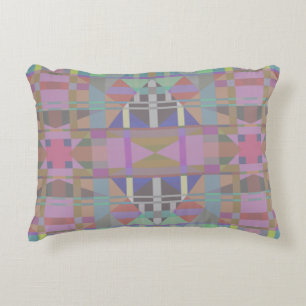 Green Purple Pink Geometric Decorative Cushion