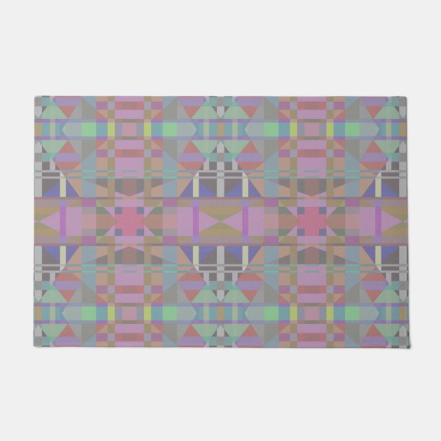Green Purple Pink Geometric Doormat (Front)