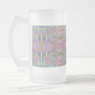 Green Purple Pink Geometric Frosted Glass Beer Mug