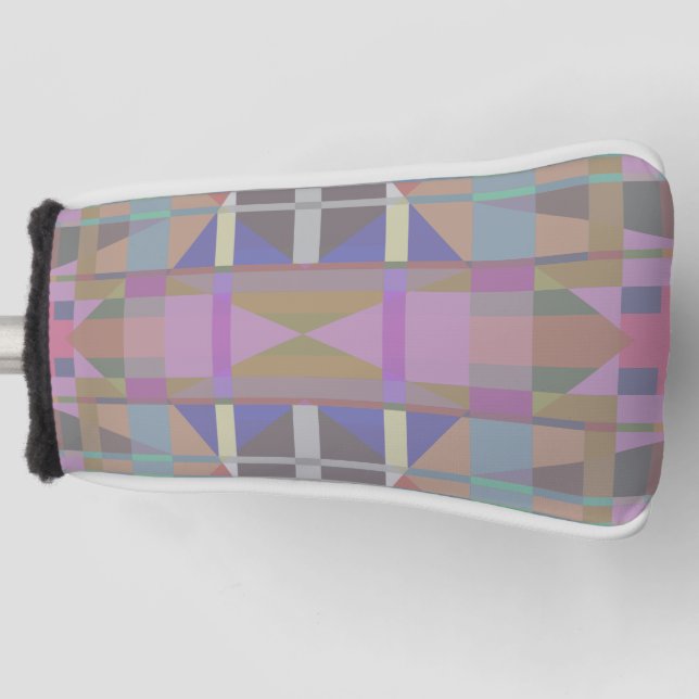 Green Purple Pink Geometric Golf Head Cover (Front)