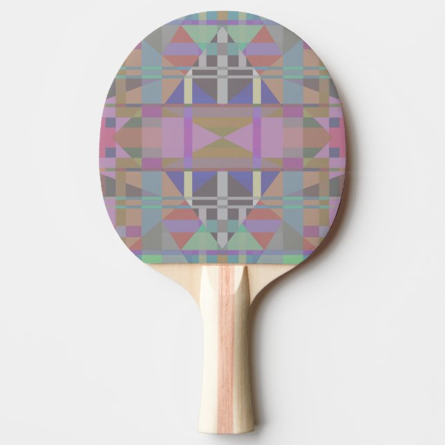 Green Purple Pink Geometric Ping Pong Paddle (Front)