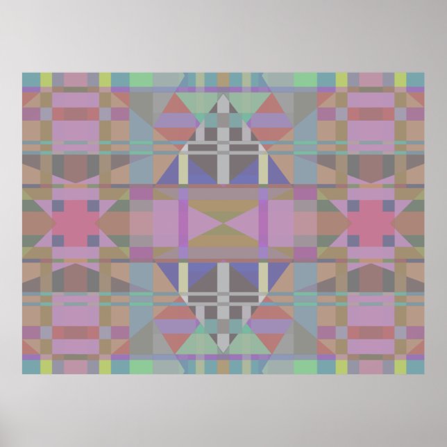 Green Purple Pink Geometric Poster (Front)