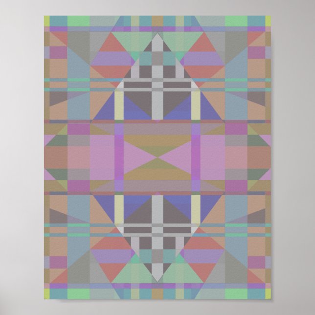 Green Purple Pink Geometric Poster (Front)