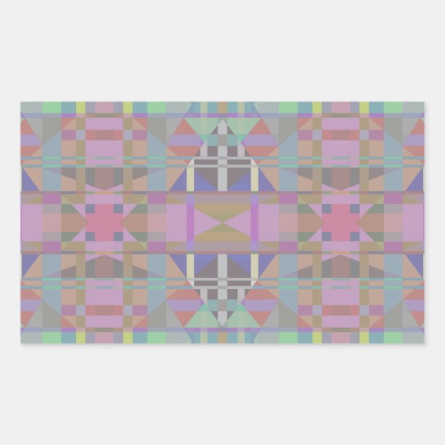 Green Purple Pink Geometric Rectangular Sticker (Front)