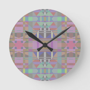 Green Purple Pink Geometric Round Clock