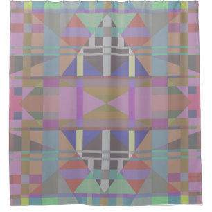 Green Purple Pink Geometric  Shower Curtain