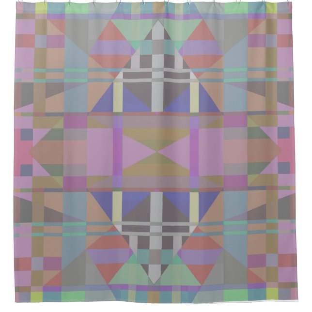 Green Purple Pink Geometric  Shower Curtain (Front)