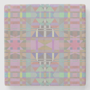 Green Purple Pink Geometric Stone Coaster
