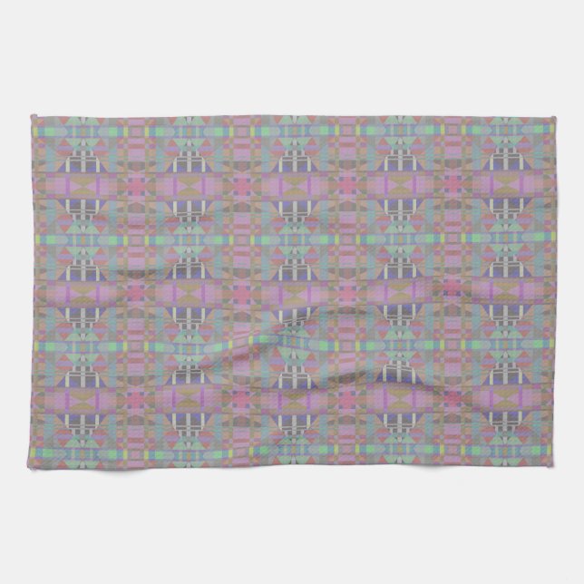 Green Purple Pink Geometric Tea Towel (Horizontal)
