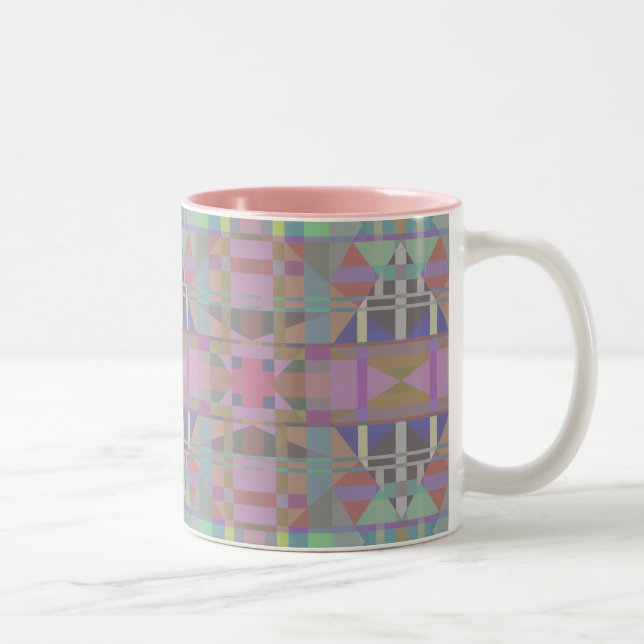 Green Purple Pink Geometric Two-Tone Coffee Mug (Right)