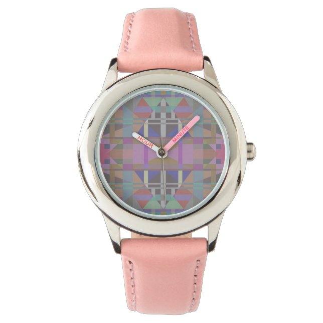 Green Purple Pink Geometric Watch (Front)