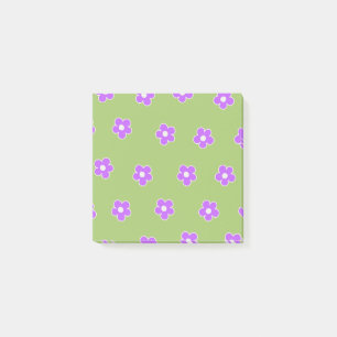 Green Purple Retro Y2K Flower Pattern Post-it Notes