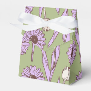 Green Purple Retro Y2K Funky Hippie Flower Pattern Favour Box