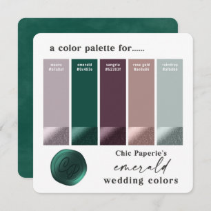 Green Purple Rose Gold Wedding Colour Palette Card