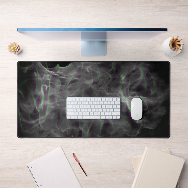 Green Purple Smoke and Flames Abstract Art Mat (Office 1)