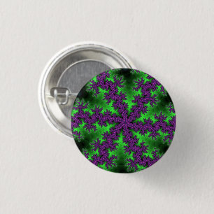 Green Purple Snowflake Small Button