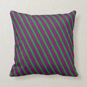 Green & Purple Stripes Glitter Cushion