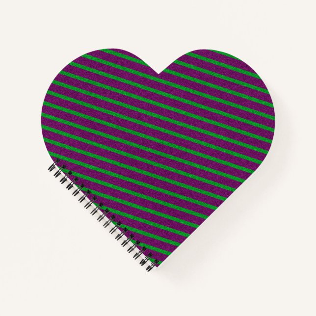 Green & Purple Stripes Glitter Notebook (Front)