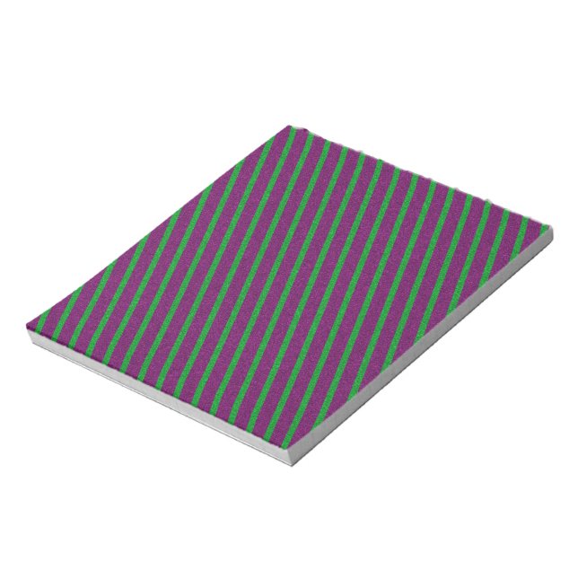 Green & Purple Stripes Glitter Notepad (Rotated)